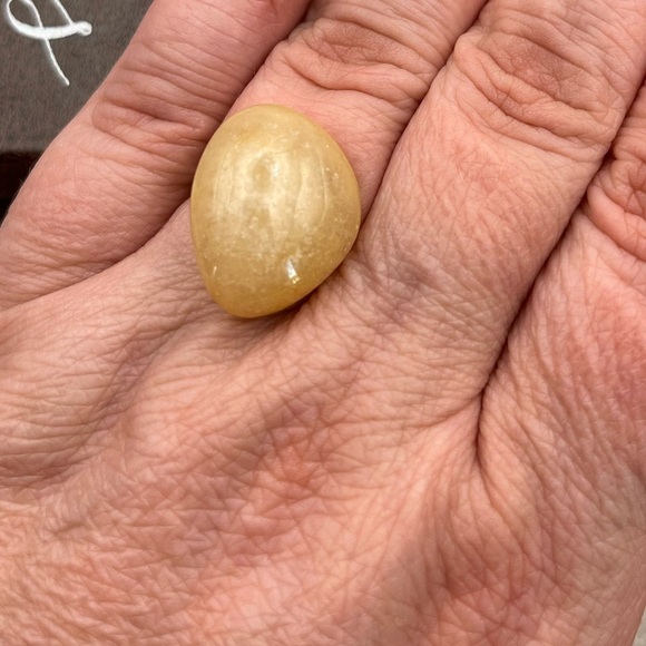 Handcrafted Tumbled Oregon Coast Agate Open Back Ajustable Stainless Steel Ring - Picture 1 of 7